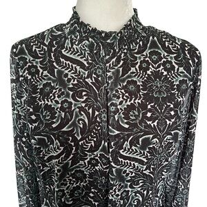 Kut From The Cloth green black white floral sheer print lined dress size 6